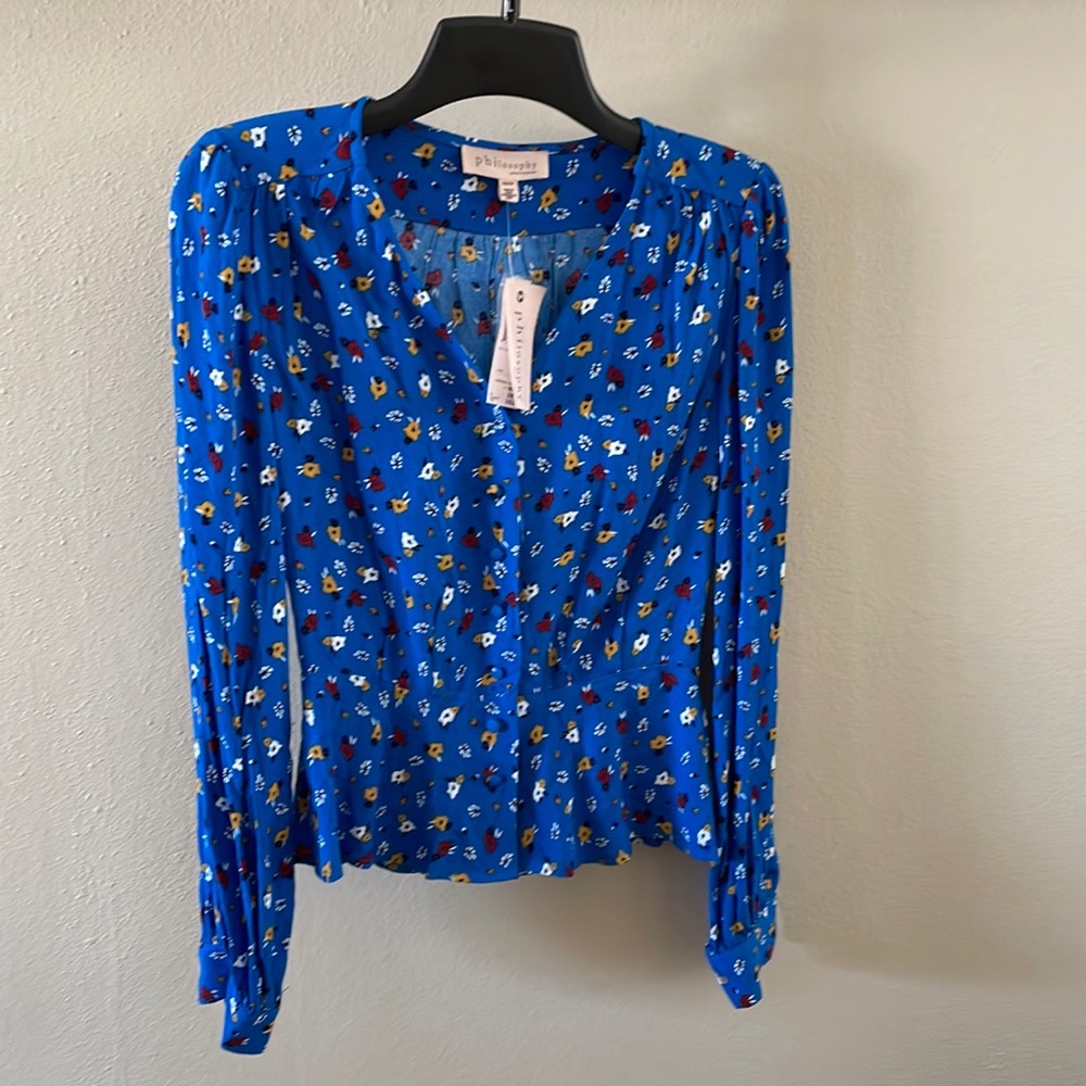 Philosophy Blue Floral Blouse
